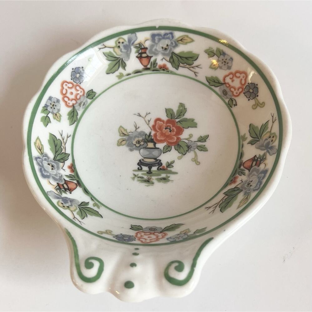 Vintage Shenango Deluxe China Bowl Dish With Chinese Vase And Floral Pattern